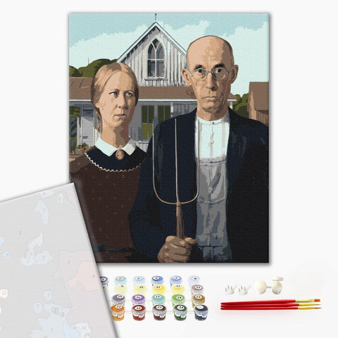 Premium malowanie po numerach "Gotyka Amerykańska" Grant Wood (PBS36702)