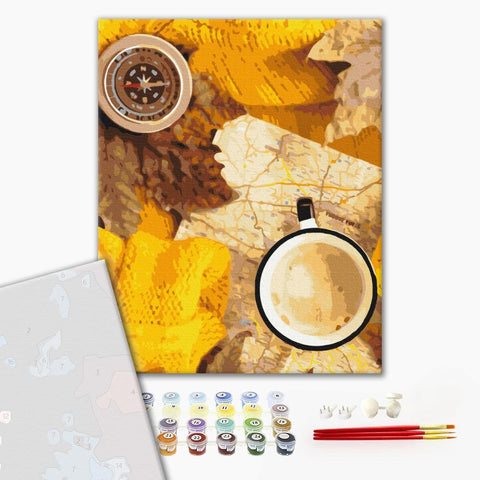 Premium malowanie po numerach Flatlay jesiennego podrożnika (PBS51347)