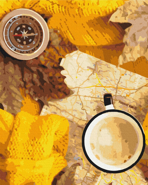 Premium malowanie po numerach Flatlay jesiennego podrożnika (PBS51347)