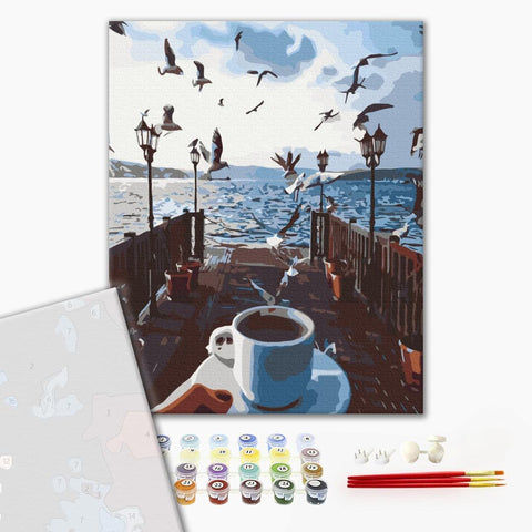 Premium malowanie po numerach Morze kawy. (PBS51384)