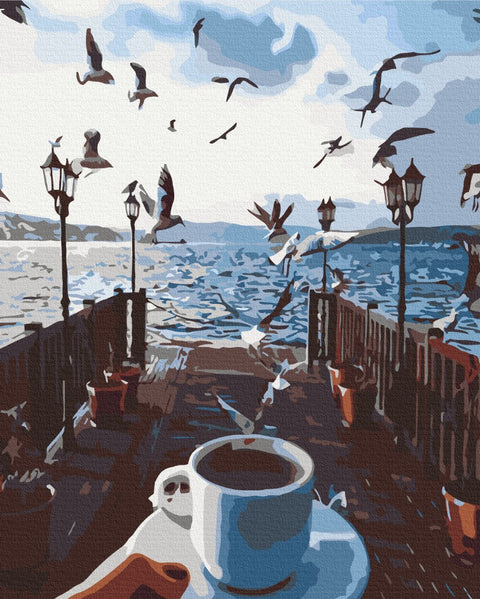 Premium malowanie po numerach Morze kawy. (PBS51384)