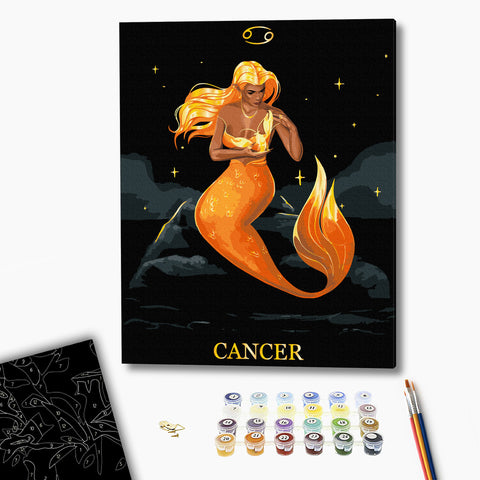 Malowanie po numerach na czarnym płótnie Rak © Solomiya Kovalchuk (BSB0040)