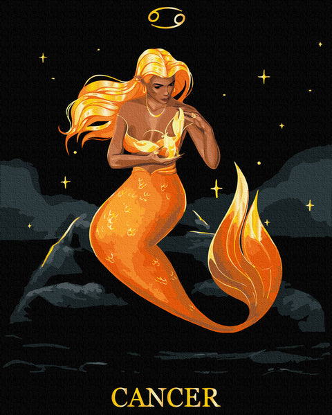 Malowanie po numerach na czarnym płótnie Rak © Solomiya Kovalchuk (BSB0040)