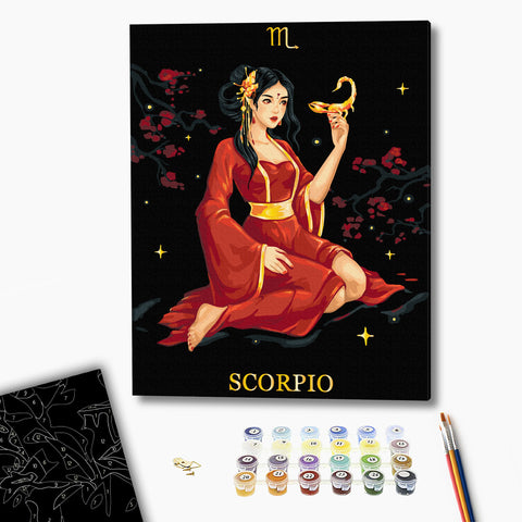 Malowanie po numerach na czarnym płótnie Scorpio © Solomiya Kovalchuk (BSB0041)