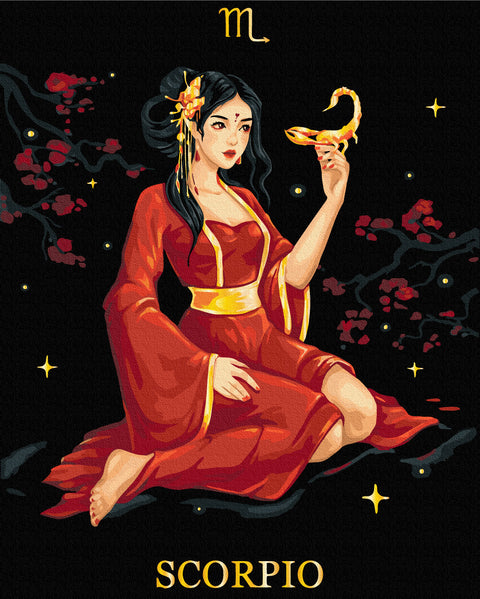 Malowanie po numerach na czarnym płótnie Scorpio © Solomiya Kovalchuk (BSB0041)