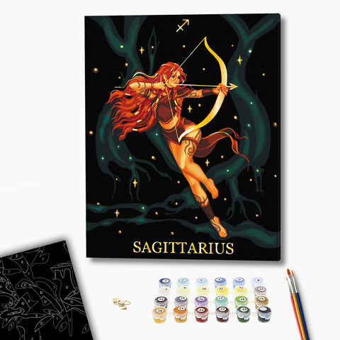 Malowanie po numerach na czarnym płótnie Strzelec © Solomiya Kovalchuk (BSB0037)