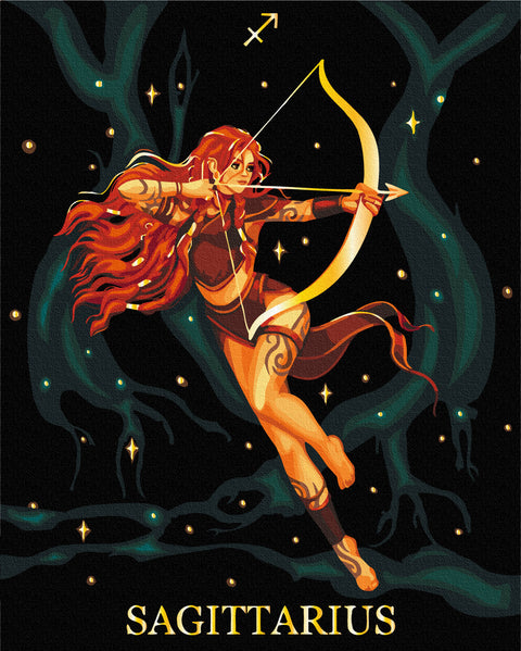 Malowanie po numerach na czarnym płótnie Strzelec © Solomiya Kovalchuk (BSB0037)