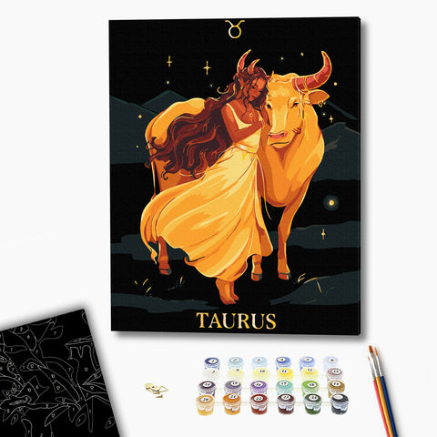 Malowanie po numerach na czarnym płótnie Taurus © Solomiya Kovalchuk (BSB0036)