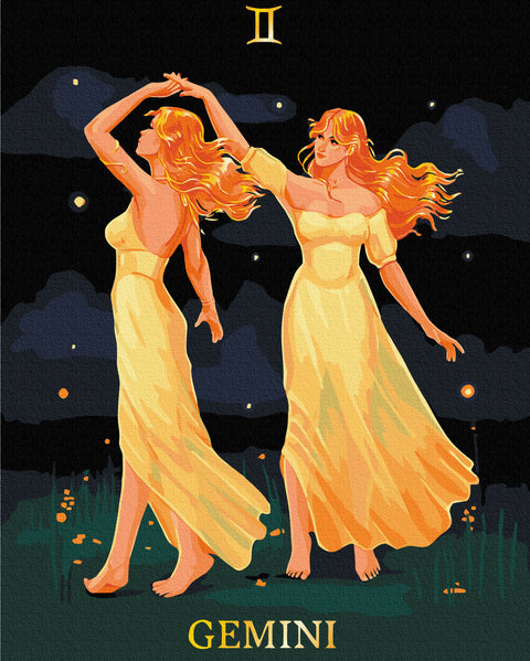Malowanie po numerach na czarnym płótnie Gemini © Solomiya Kovalchuk (BSB0035)