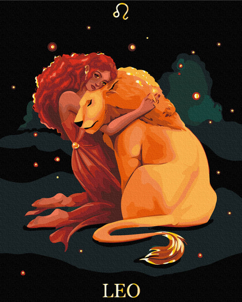 Malowanie po numerach na czarnym płótnie Lew © Solomiya Kovalchuk (BSB0042)