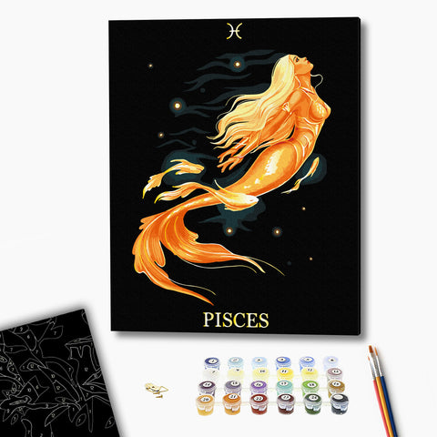 Malowanie po numerach na czarnym płótnie Ryby © Solomiya Kovalchuk (BSB0039)