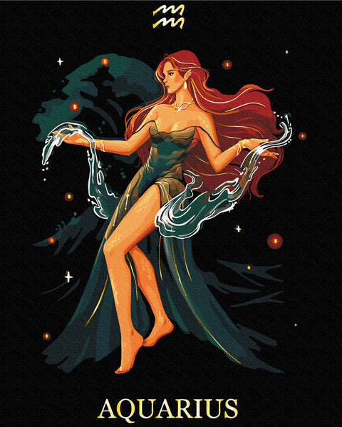 Malowanie po numerach na czarnym płótnie Aquarius © Solomiya Kovalchuk (BSB0043)