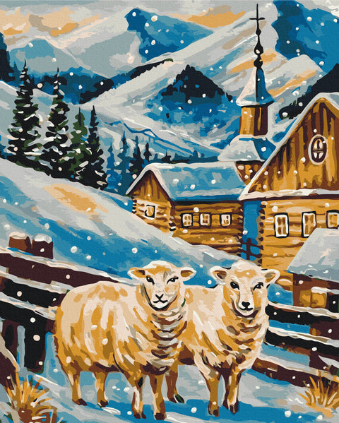 Malowanie po numerach Śnieżna owca © Karina Zimina (BS54204)