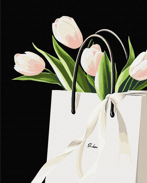 Malowanie po numerach na czarnym płótnie Delikatny prezent (BSB0047)