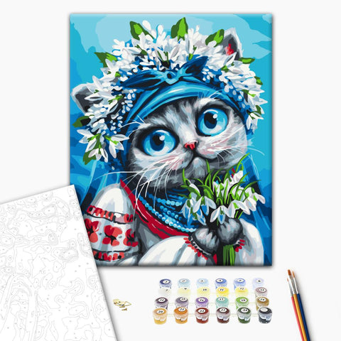 Malowanie po numerach Kot niosący wiosnę © Marianna Pashchuk (BS54258)