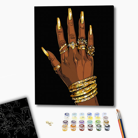 Malowanie po numerach na czarnym płótnie Blask luksusu (BSB0050)