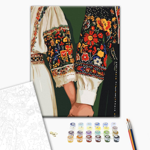 Malowanie po numerach W haftowanej koszuli znajduje się serce (BS54333)