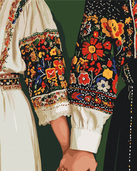 Malowanie po numerach W haftowanej koszuli znajduje się serce (BS54333)