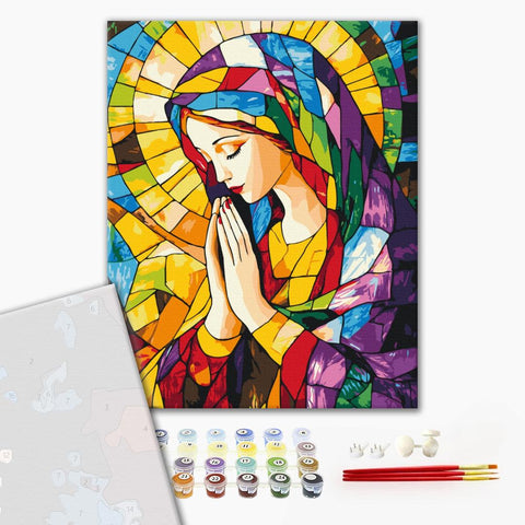 Premium malowanie po numerach Modlitwa światła (PBS54327)