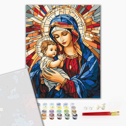 Premium malowanie po numerach Matka Boża z Dzieciątkiem (PBS54325)