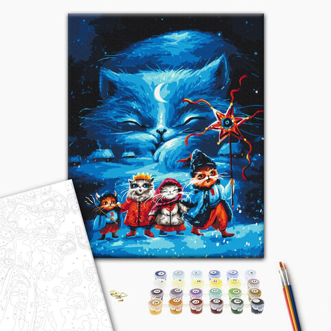 Malowanie po numerach Szopka bożonarodzeniowa dla kotów © Marianna Pashchuk (BS54253)