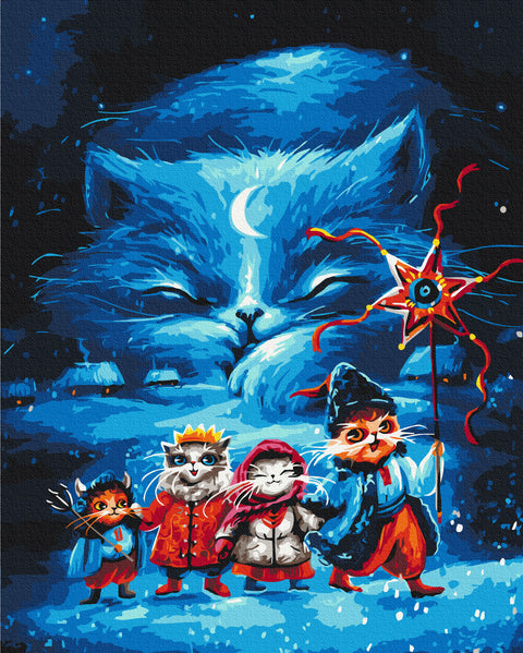 Malowanie po numerach Szopka bożonarodzeniowa dla kotów © Marianna Pashchuk (BS54253)