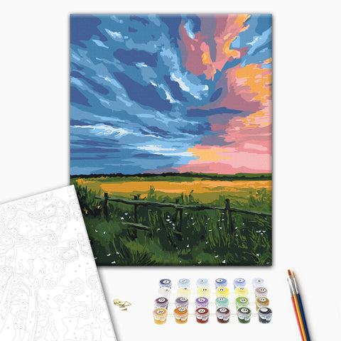 Malowanie po numerach Zachód słońca na farmie © Inna Shevyakova (BS54469)