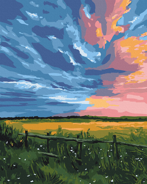 Malowanie po numerach Zachód słońca na farmie © Inna Shevyakova (BS54469)