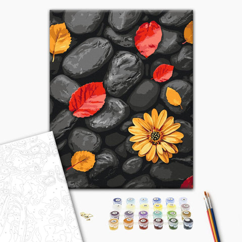 Malowanie po numerach Liście na kamieniach (BS54394)