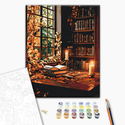 Malowanie po numerach Jesienna biblioteka (BS54401)