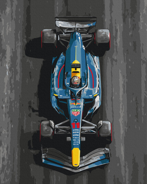 Malowanie po numerach Niebieski samochód wyścigowy (BS54509)