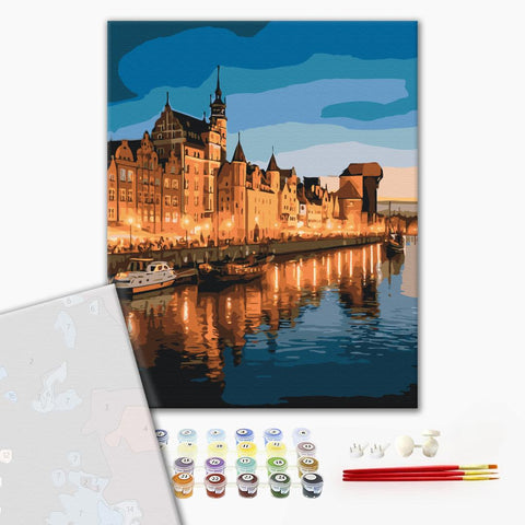 Premium malowanie po numerach Wieczór w Gdańsku (PBS54536)