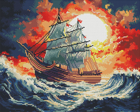 Haft diamentowy Burza o zachodzie słońca (DBS54002)