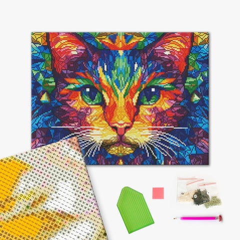 Haft diamentowy Kolorowy kot (DBS54004)