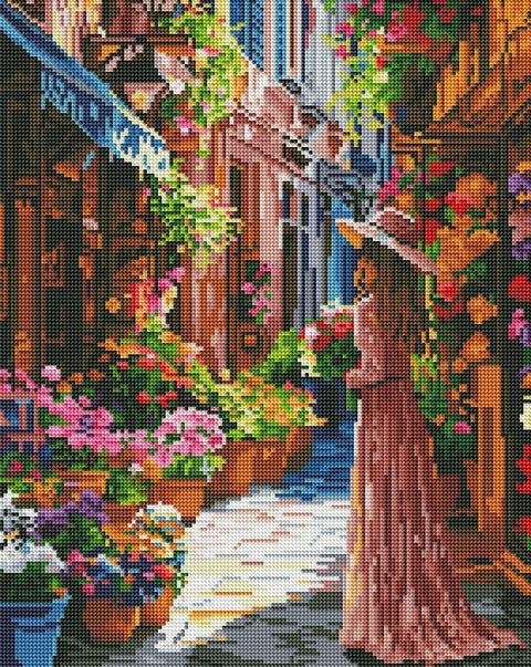 Haft diamentowy Dziewczyna na kwiecistej ulicy (DBS54005)