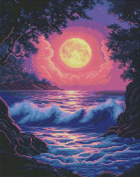 Haft diamentowy Surfowanie w świetle księżyca (DBS54013)