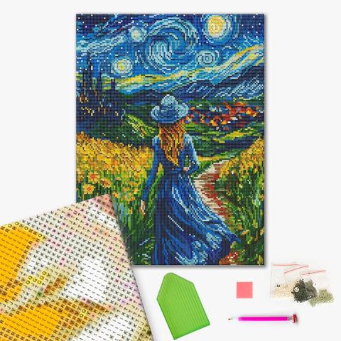 Haft diamentowy Dziewczyna w gwiaździstą noc (DBS54016)