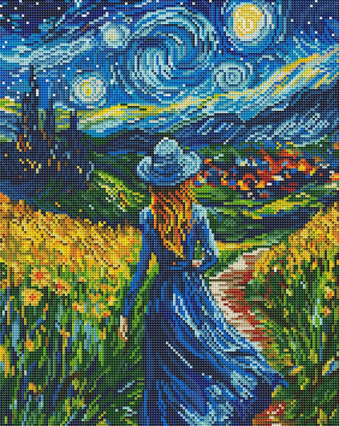 Haft diamentowy Dziewczyna w gwiaździstą noc (DBS54016)
