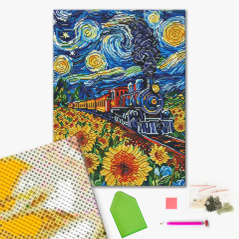 Haft diamentowy Pociąg w słonecznikach (DBS54017)