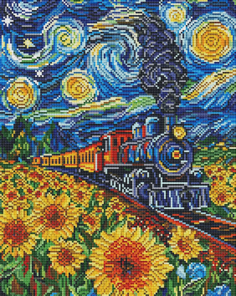 Haft diamentowy Pociąg w słonecznikach (DBS54017)