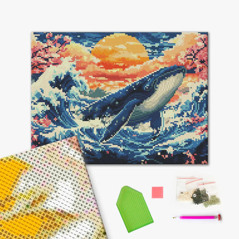 Haft diamentowy Niebieski wieloryb (DBS54202)