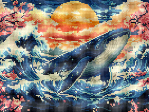 Haft diamentowy Niebieski wieloryb (DBS54202)