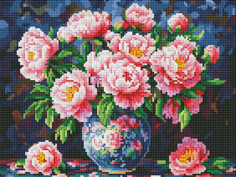 Haft diamentowy Bukiet piwonii w wazonie (DBS54209)