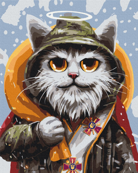 Premium malowanie po numerach Kot św. Mikołaj © Marianna Pashchuk (PBS53442)