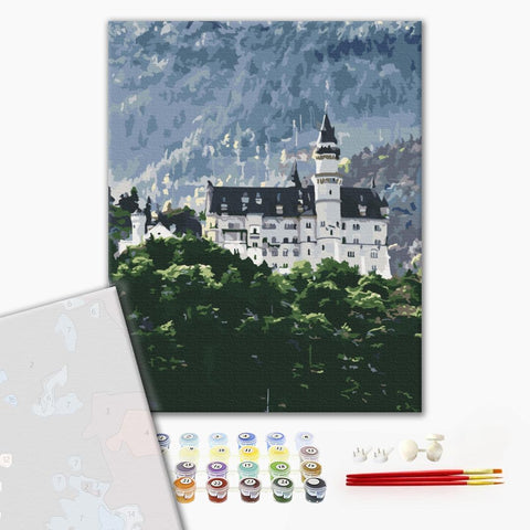 Premium malowanie po numerach Widok na Neuschwanstein (PBS34844)