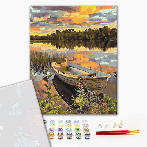 Premium malowanie po numerach Łódź w pływakach (PBS51980)