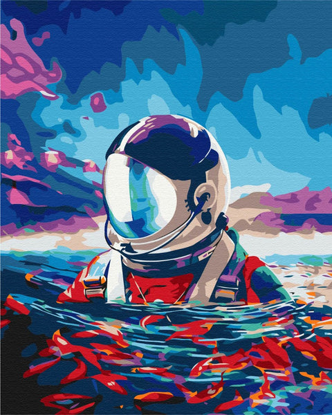 Premium malowanie po numerach Astronauta i ryby (PBS35337)