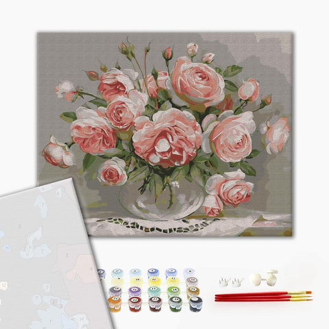 Premium malowanie po numerach Róże na stole (PBS436)