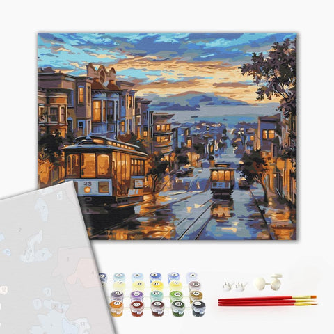 Premium malowanie po numerach Miasto w farbach deszczu (PBS51381)