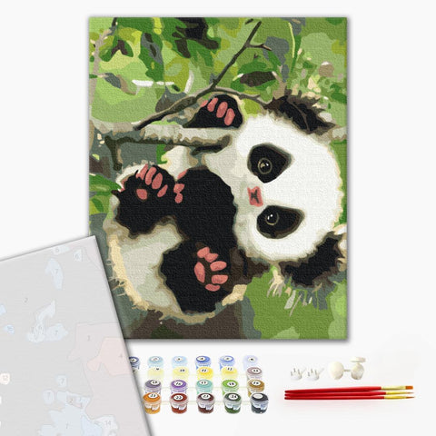 Premium malowanie po numerach Zabawna panda. (PBS51959)